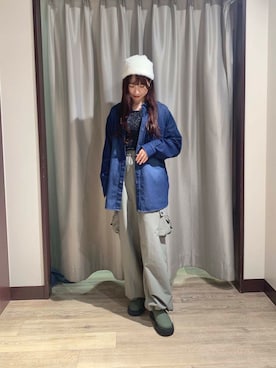 「SMELLY（スメリー）のシャギービーニー（ニットキャップ/ビーニー）」を使った、manaさん（レディース・160cm）の秋コーディネート