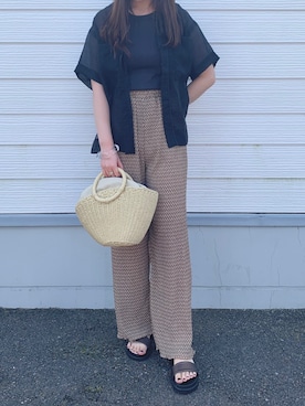 「アイテム（タンクトップ、グレー系）」を使った、manaさん（レディース・160cm）の夏コーディネート