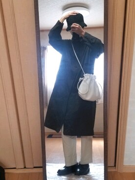 「ドレスシューズ」｜「アイテム（ステンカラーコート）」を使った、SENEさん（メンズ・172cm）の秋コーディネート