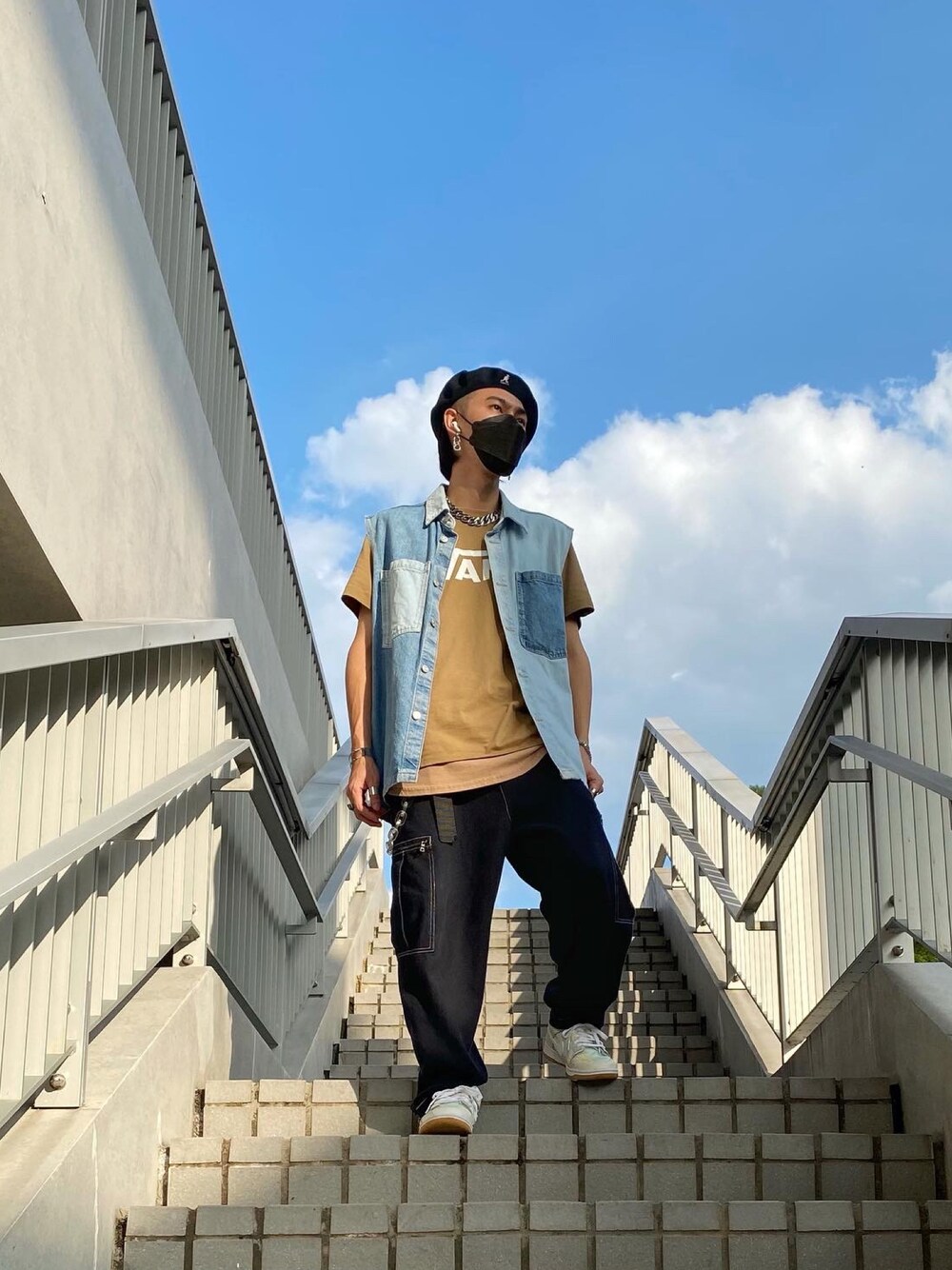 「ootd、outfit、街頭穿搭、NIKE、VANS、休閒、休日スタイル、休日コーデ、大人カジュアル、大人コーデ、古着MIX、古着、雨の日コーデ、KANGOL、Bershka」｜「KANGOLのアイテム（キャスケット、ブラック系）」を使った、ctboi さん（メンズ・175cm）の冬コーディネートの1枚目の写真