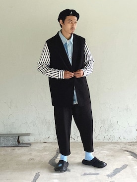 「KANGOL（カンゴール）のアイテム（キャスケット）」を使った、ctboi さん（メンズ・175cm）の秋コーディネート