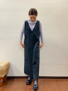 「ITEMS URBANRESEARCH（アイテムズ アーバンリサーチ）のアイテム（ジャンパースカート）」を使った、nanaseさん（レディース・158cm）の秋コーディネート