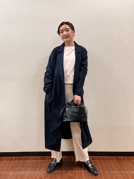 「スウエット」｜「アイテム（トレンチコート）」を使った、nanaseさん（レディース・158cm）の春コーディネート