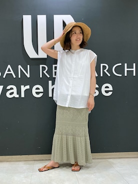 「ITEMS URBANRESEARCH（アイテムズ アーバンリサーチ）のアイテム（帽子）」を使った、nanaseさん（レディース・158cm）の夏コーディネート