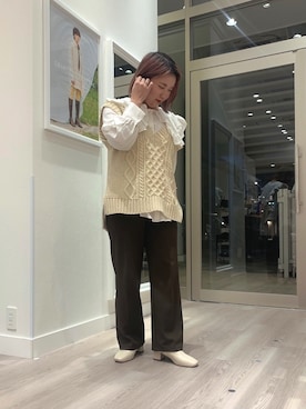 「ニットベスト×シャツ」｜ORientalTRaffic流山おおたかの森S・C店さん（レディース・160cm）の秋コーディネート