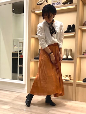 「ORiental TRaffic（オリエンタルトラフィック）のアイテム（ブーツ）」を使った、ORientalTRaffic流山おおたかの森S・C店さん（レディース・157cm）の秋コーディネート