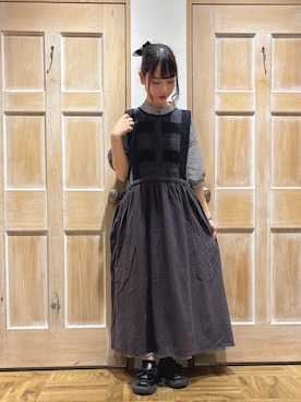 「エプロンワンピース」｜「アイテム（その他）」を使った、yurikaさん（レディース・157cm）の夏コーディネート