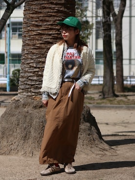 「WILD THINGS（ワイルドシングス）のアイテム（帽子）」を使った、HIDEさん（レディース・155cm）の春コーディネート