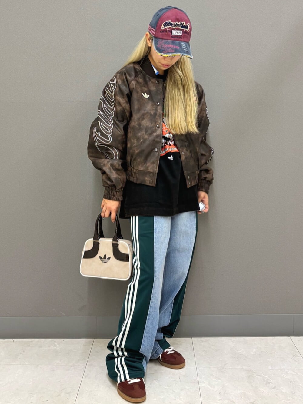 アディダス オリジナルス Athletic Dept ビンテージ合成皮革ジャケット