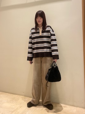 「ラガーシャツ」｜イワナガさん（レディース・162cm）の秋コーディネート