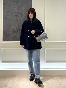 「マイベストコーデ2023」｜「アイテム（ピーコート）」を使った、イワナガさん（レディース・162cm）の冬コーディネート