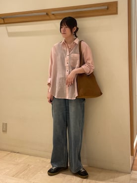 「ストライプシャツ」｜「アイテム（タンクトップ）」を使った、イワナガさん（レディース・162cm）の夏コーディネート