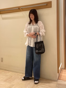 「アイテム（かごバッグ）」を使った、イワナガさん（骨格ウェーブ・レディース・162cm）の夏コーディネート
