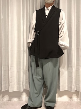 「JUNRED（ジュンレッド）のアイテム（ベスト）」を使った、Souさん（メンズ・169cm）の春コーディネート