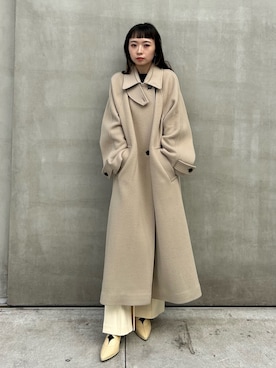 「STUDIOUS（ステュディオス）のアイテム（ステンカラーコート）」を使った、saki togoさん（レディース・156cm）の秋コーディネート
