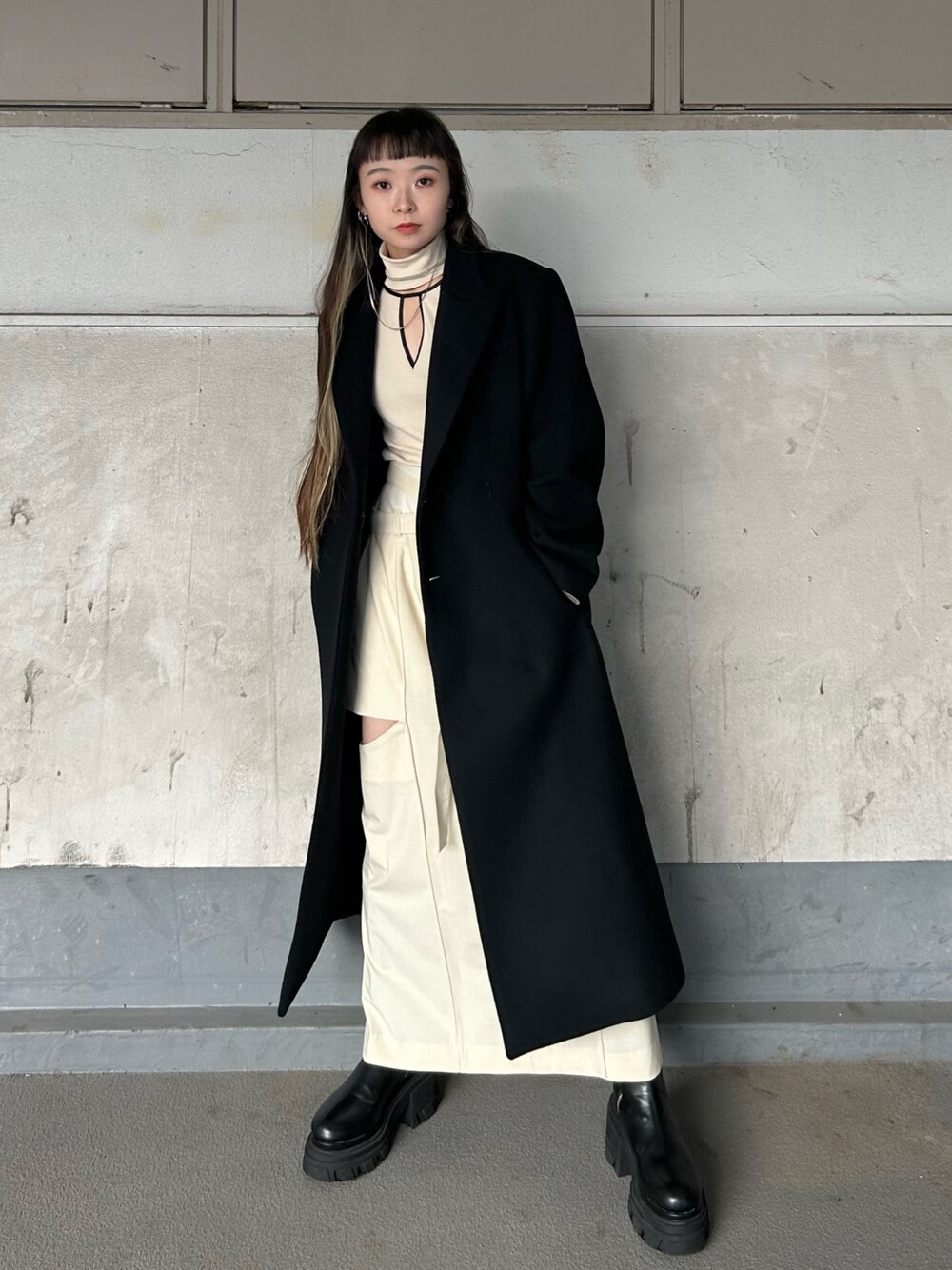 STUDIOUS/ステュディオス】Super140sピークラペルウールコート/脚長