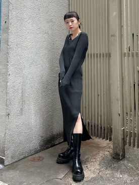「STUDIOUS（ステュディオス）のアイテム（ワンピース/ドレス）」を使った、saki togoさん（レディース・156cm）の冬コーディネート