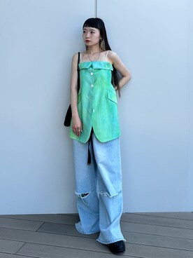 「IHNN（イン）のアイテム」を使った、saki togoさん（レディース・156cm）の夏コーディネート