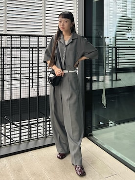「STUDIOUS（ステュディオス）のアイテム（スラックス）」を使った、saki togoさん（レディース・156cm）の夏コーディネート