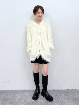 「PAGEBOY（ページボーイ）のモンスターフェザーカーディガン（カーディガン/ボレロ）」を使った、なっつさん（レディース・164cm）の秋コーディネート