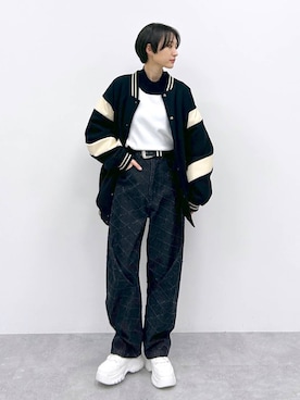 「Anui（アニュイ）のアイテム（スタジャン）」を使った、なっつさん（レディース・164cm）の秋コーディネート