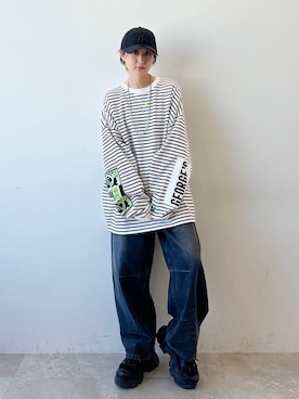 「Anui（アニュイ）のアイテム（帽子）」を使った、なっつさん（レディース・164cm）の春コーディネート