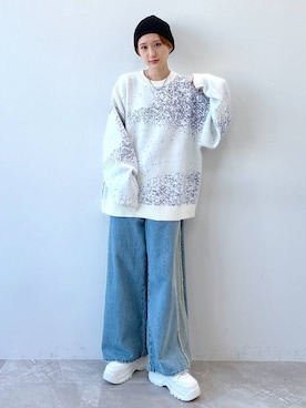 「PAGEBOY（ページボーイ）のニットビーニー（ニットキャップ/ビーニー）」を使った、なっつさん（レディース・164cm）の秋コーディネート