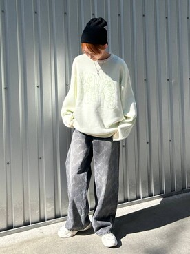 「PAGEBOY（ページボーイ）のニットビーニー（ニットキャップ/ビーニー）」を使った、なっつさん（レディース・164cm）の冬コーディネート