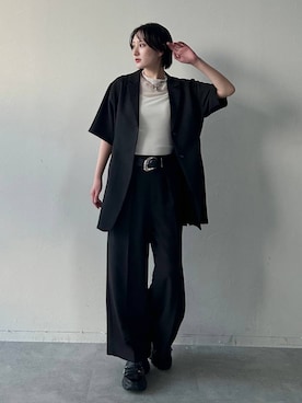「PAGEBOY（ページボーイ）のヴィンテージバックルベルト（ベルト、ブラック系）」を使った、なっつさん（レディース・164cm）の春コーディネート