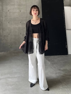 「アイテム（キャミソール、ブラック系）」を使った、なっつさん（レディース・164cm）の春コーディネート