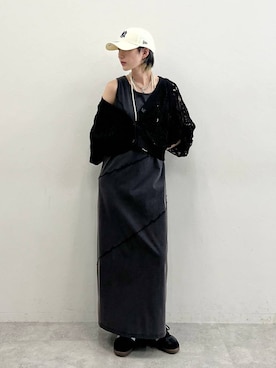 「Anui（アニュイ）のアイテム（帽子）」を使った、なっつさん（レディース・164cm）の春コーディネート