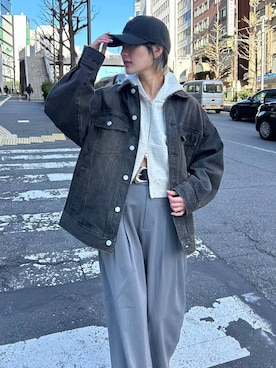 「Anui（アニュイ）のアイテム（帽子）」を使った、なっつさん（レディース・164cm）の春コーディネート
