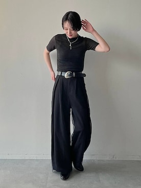 「PAGEBOY（ページボーイ）のヴィンテージバックルベルト（ベルト、ブラック系）」を使った、なっつさん（レディース・164cm）の春コーディネート
