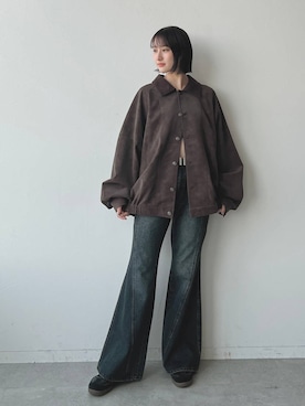 「PBLIM（ページボーイリム）の《UNISEX》ソフトスウェードブルゾン（ブルゾン）」を使った、なっつさん（レディース・164cm）の秋コーディネート