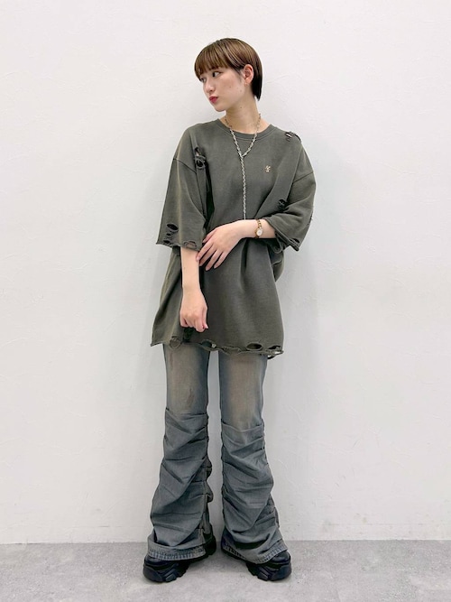 UNISEX/3サイズ展開】プレートダメージミニウラケトップス（T