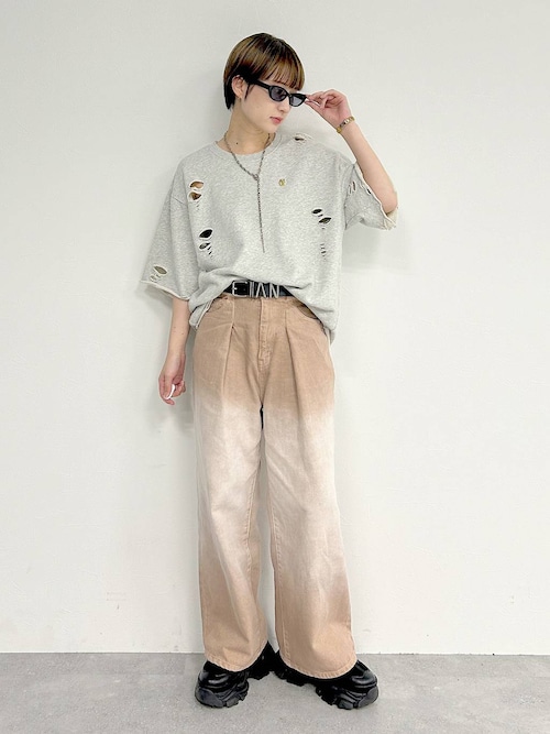 UNISEX/3サイズ展開】プレートダメージミニウラケトップス（T