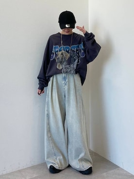 「Anui（アニュイ）のアイテム（帽子）」を使った、なっつさん（レディース・164cm）の春コーディネート