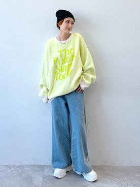 「PAGEBOY（ページボーイ）のニットビーニー（ニットキャップ/ビーニー）」を使った、なっつさん（レディース・164cm）の秋コーディネート