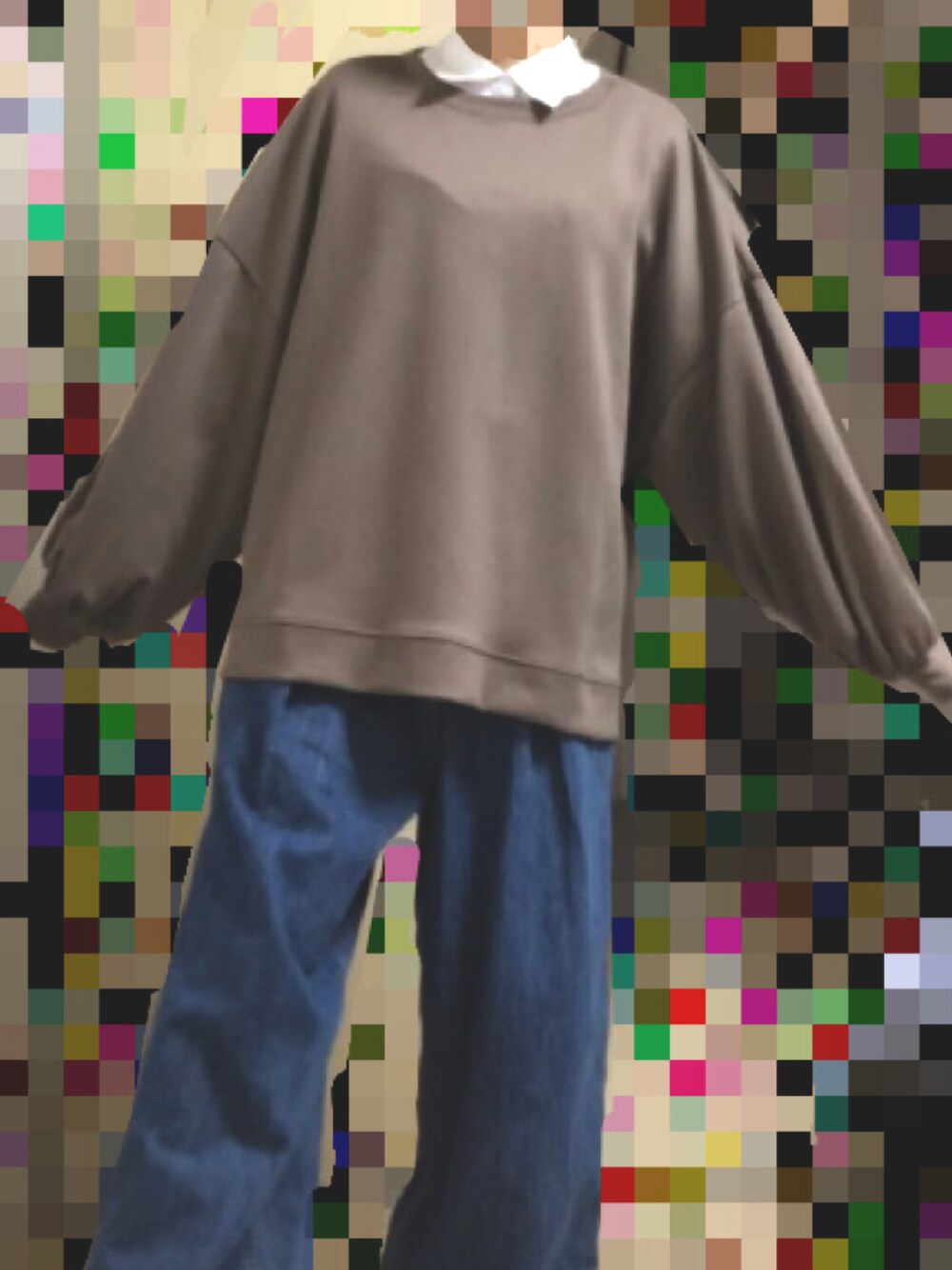 「niko and...の加工デニムパンツ（デニムパンツ、ブルー系）」を使った、モザイクさん（レディース・152cm）の冬コーディネートの1枚目の写真