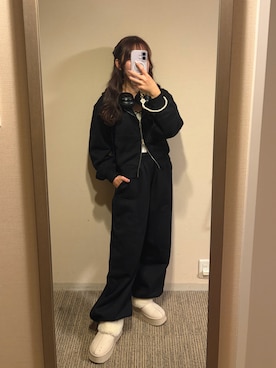 「アイテム（パーカー）」を使った、𝐇𝐨𝐧𝐨さん（レディース・150cm・20代）の秋コーディネート