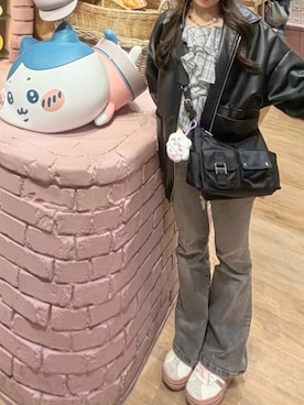 「GU（ジーユー）のアイテム（バッグ）」を使った、𝐇𝐨𝐧𝐨さん（レディース・150cm）の春コーディネート