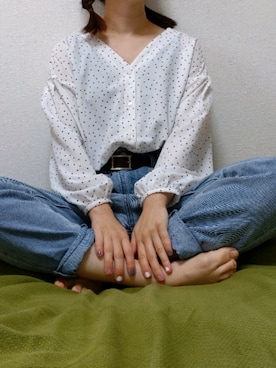 「chocol raffine robe（ショコラフィネローブ）のアイテム（シャツ/ブラウス、ホワイト系）」を使った、tyoco37さん（レディース・153cm）の夏コーディネート