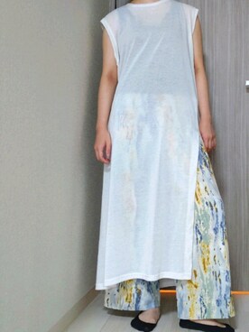 「SENSE OF PLACE by URBAN RESEARCH（センスオブプレイスバイアーバンリサーチ）のアイテム（ワンピース/ドレス、ホワイト系）」を使った、tyoco37さん（レディース・153cm）の夏コーディネート