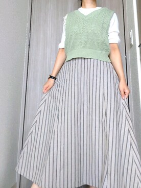 「Heather（ヘザー）のアイテム（ニット/セーター、グリーン系）」を使った、tyoco37さん（レディース・153cm）の秋コーディネート