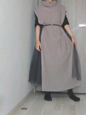 「GRL（グレイル）のアイテム（ワンピース、ベージュ系）」を使った、tyoco37さん（レディース・153cm）の冬コーディネート