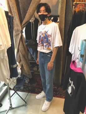 「usedのアイテム（Tシャツ/カットソー、ホワイト系）」を使った、itsukiさん（メンズ・172cm）の夏コーディネート