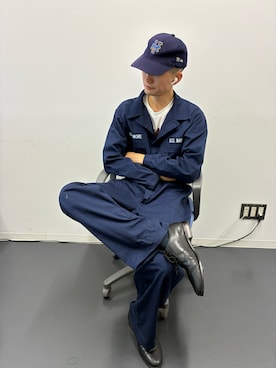 「アイテム（オールインワン・サロペット）」を使った、ながやまさん（メンズ・180cm）の秋コーディネート