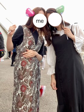 「KBF（ケイビーエフ）のジャガードIラインワンピース（ワンピース、ブラウン系）」を使った、ゆかたん半島さん（レディース・153cm）の秋コーディネート