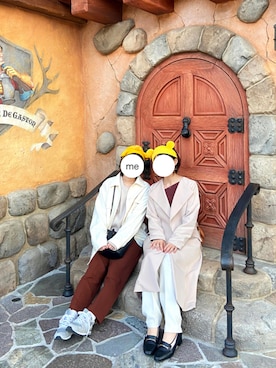 「NICE CLAUP（ナイスクラップ）のアイテム（スラックス、ブラウン系）」を使った、ゆかたん半島さん（レディース・153cm）の秋コーディネート