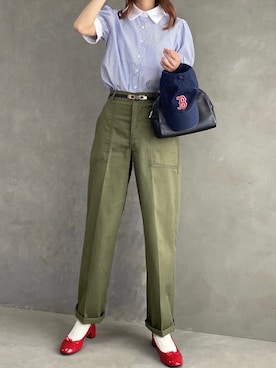 「ブラウスコーデ」｜「アイテム（キャップ）」を使った、おと.さん（レディース・165cm）の春コーディネート